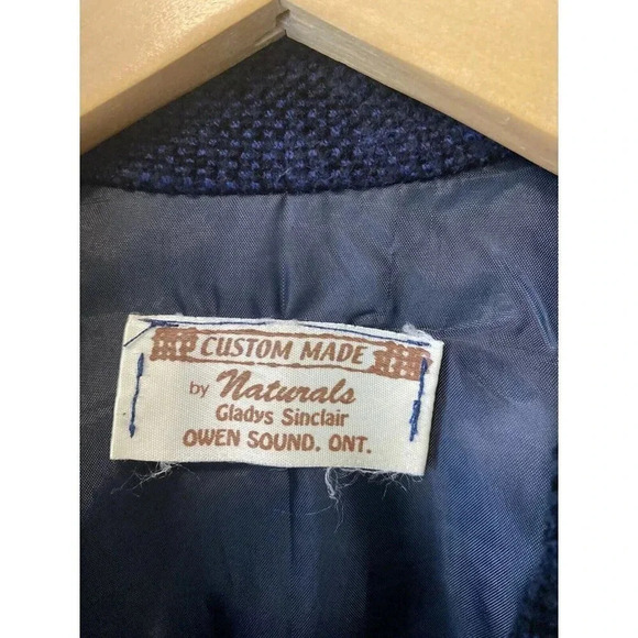 Handmade Womens Patchwork Jacket Sz L Lined Gold Buttons Shoulder  Pads Canadian - Picture 3 of 10